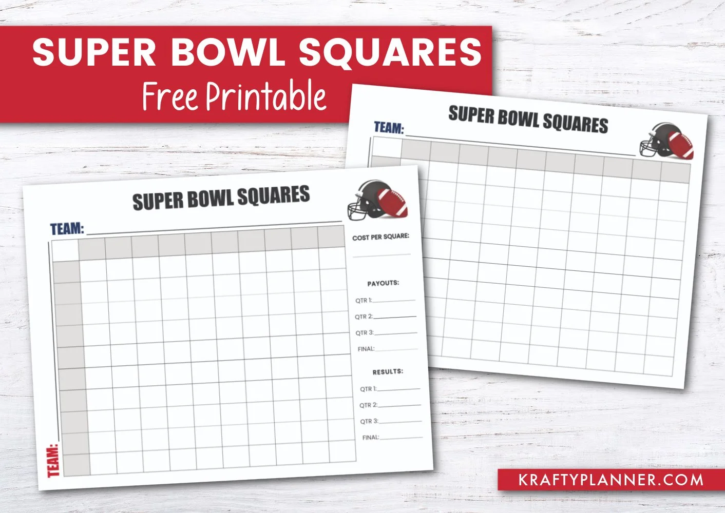 free printable super bowl squares board — krafty planner